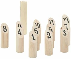 Žaidimo Number Kubb rinkinys su krepšiu, 13 dalių, pušis