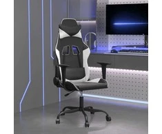 Žaidimų kėdė, juodos ir baltos spalvos, dirbtinė oda