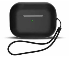 Hurtel Silikoninis dėklas skirtas AirPods 1 / AirPods 2 + wrist strap lanyard – juodas