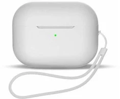 Hurtel silikoninis dėklas AirPods 1 / AirPods 2 + wrist strap lanyard – baltos spalvos