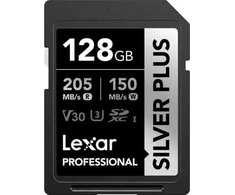 Atminties kortelė Lexar SDXC Professional Sidabrinis Plus UHS-I/U3/A2/4K R205/W150 (V30) 128GB