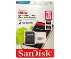Atminties kortelė SANDISK Ultra Micro SDXC 64GB + SD adapteris, 100MB/s, 10 klasė, UHS-I