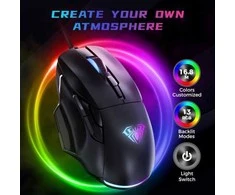 Aula F815 RGB Vadu USB Spēļu Pele ar 7 Pogām / Makro 12800dpi Melna