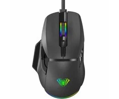 Aula F815 RGB Vadu USB Spēļu Pele ar 7 Pogām / Makro 12800dpi Melna
