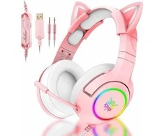 ONIKUMA K9 rožinės RGB ausinės žaidimams