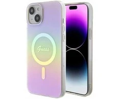 „Guess IML Iridescent MagSafe“ dėklas – Apple iPhone 15 dėklas, rausvas