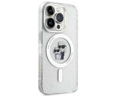 Apple iPhone 15 Pro Karl Lagerfeld dėklas Karl&Choupette Glitter MagSafe (KLHMP15LHGKCNOT) skaidrus