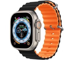 Devia apyrankė Deluxe Sport6 skirta Apple Watch 42mm/ 44mm/ 45mm/ 49mm juodos spalvos oranžinės spalvos