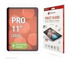 Displex planšetinio kompiuterio stiklas (9H), skirtas „Apple iPad Pro 11" (2025/2024), ekologiškas tvirtinimo rėmelis, nedūžtantis, itin plonas, nematomas, skaidri ekrano apsauga, 27,9 cm (11"), 9H, 1 vnt.