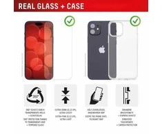 Apple iPhone 16 tikras ekrano stiklas + dėklas, pagamintas „Displex“, skaidrus