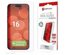 Apple iPhone 16 tikras ekrano stiklas + dėklas, pagamintas „Displex“, skaidrus