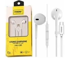 Į ausis įdedamos ausinės, laidinės Foneng T15, USB-C, 1.2 m (balta)