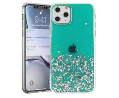 Fusion Accessories "Glue Glitter Silikoninis dėklas iPhone 13 Pro Max" Žalias