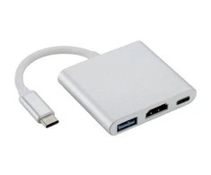 Fusion Accessories Fusion (3 viename) USB-C Multiport adapteris | USB 3.0 | HDMI | USB-C | sidabras