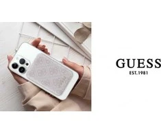 Guess Powerbank indukcinis 15W GUPB5FP4EMGP 5000mAh rožinės spalvos 4G Leather Metal Logo MagSafe