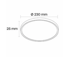 Lubinis šviestuvas Visional LED Atsparus vandeniui luminaire 18W, 3CCT, 2160Lm, IP44, Ø 230 x 25 mm, W