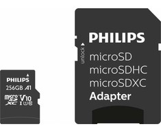 „Philips Ultra Speed Micro SDXC“ 256 GB, 10 klasės UHS-I/U1 A1 V10 (FM25MP45B/00) kortelė