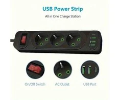 Riff Transcend F23U 2m extension cord with 3 Sockets + 3 USB + 1 USB-C