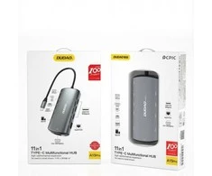 Dudao 11in1 daugiafunkcis HUB USB Type C - USB Type C PD 60 W / HDMI / 3,5 mm mini lizdas / 1x USB 2.0 / SD kortelių skaitytuvas micro SD / VGA / RJ45 / 3x USB 3.2 Gen 1 pilka (A15Pro pilka)