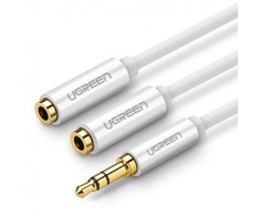 iLike Rozdzielacz audio AUX kabelio lizdas 3.5 mm UGREEN AV123, 25 cm (balta)