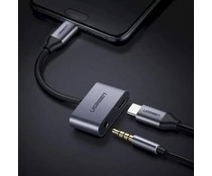 UGREEN Adapteris USB-C kištukas - USB-C ir 3.5mm lizdai pilkas