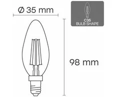 Visional C35 LED kaitrinė lemputė E14 6,5 W 3000 K 950 lm Pritemdoma skaidraus stiklo 220–240 V RA>80