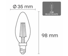 Deltaco Visional C35 LED Filament Bulb E14 6W 3000K 840lm Dimms