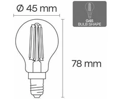 Visional G45 LED Filamentu Spuldze E14 4W 3000K 520lm Caurspīdīga Stikla 220–240V RA>80