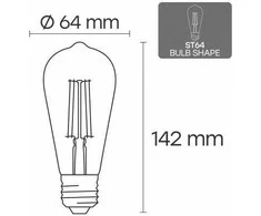 Visional ST64 LED Filament spuldze E27 10W 3000K 1100lm dzintara stikls regulējama 220–240V RA>80