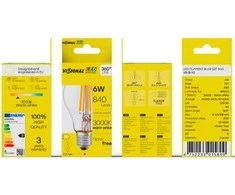 Visional A60 LED kaitrinė lemputė E27 6W 3000K 840lm skaidraus stiklo 220–240V RA>80