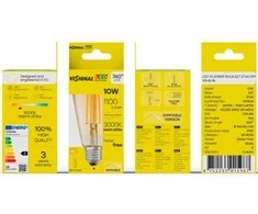 Visional ST64 LED Filament spuldze E27 10W 3000K 1100lm dzintara stikls regulējama 220–240V RA>80