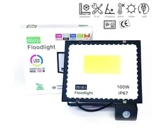 100w LED prožektorius su judesio davikliu 6500k mINI IP67