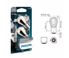 Philips Lempučių komplektas 12496SVB2 21W 12V BAU15s PY21W Sidabrinis VISION