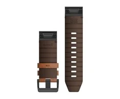 Išmaniojo laikrodžio Garmin greitai atsegamas, odinis dirželis, Rudos spalvos, 26mm