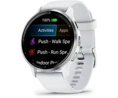 Išmanusis laikrodis Garmin Venu® 3, 45 mm, Sidabro spalvos nerūdijančiojo plieno apvadas su baltojo akmens korpusu ir silikoniniu dirželiu
