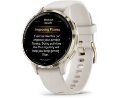 Išmanusis laikrodis Garmin Venu® 3S, Šviesaus aukso spalvos nerūdijančiojo plieno apvadas su dramblio kaulo spalvos korpusu ir silikoniniu dirželiu