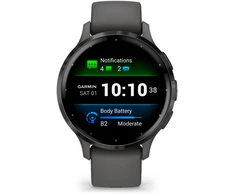 Išmanusis laikrodis Garmin Venu® 3S, Skalūno spalvos nerūdijančiojo plieno apvadas, su akmenėlių pilkos spalvos korpusu ir silikoniniu dirželiu