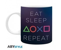 ABYstyle „Abysse PLAYSTATION“ – Puodelis – 320 ml – „Eat Sleep Repeat“.