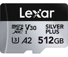 Atminties kortelė Lexar Micro SDXC Professional Sidabrinis Plus UHS-I/U3/A2/4K R205/W150 (V30) 512GB