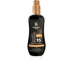 Australian Gold Spray Gel Sunscreen SPF15 Apsauginis purškiamas pienelis nuo saulės su bronzantais, 237 ml