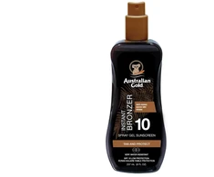 Australian Gold Purškiklis Gel Sunscreen SPF10 Apsauginis purškiamas pienelis nuo saulės su bronzantais, 100 ml