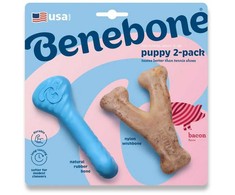 BENEBONE - šuniukų 2 guminių kaulų/šonkaulių rinkinys - mažas