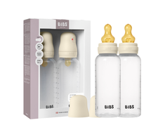 Bibs SEILINTUKAI - Kūdikių buteliukai su apvaliais latekso buteliukais, 2 vnt., vidutinio srauto - Dramblio kaulo spalvos - 270 ml