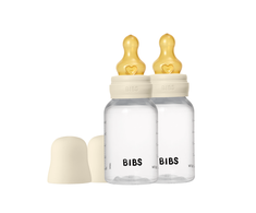 Bibs SEILINTUKAI - Kūdikių buteliukai su apvaliais latekso buteliukais, 2 vnt., lėto srauto - Dramblio kaulo spalvos - 150 ml