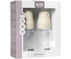 Bibs SEILINTUKAI - Kūdikių buteliukai apvalūs silikoniniai, 2 vnt. - Dramblio kaulo spalvos - 150 ml