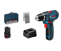 Bosch Akumuliatorinis suktuvas GSR 12V-15, 2x2.0, 25 sukimo antgaliai