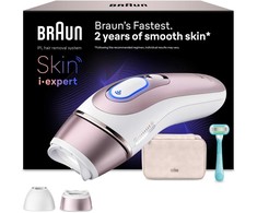 „Braun“ – išmanusis IPL Skin i·expert plaukų šalinimo prietaisas namams, su nemokama programėle, 2 išmaniosiomis galvutėmis – baltas/bronzinis