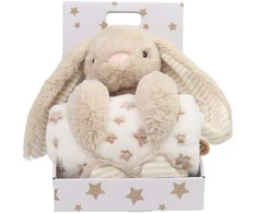 Carlo Baby - Fleece Blanket rusvai gelsvas Star &amp; Stuffed Animal rusvai gelsvas Rabbit (18433)