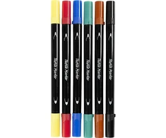Creativ Company - Tekstiliniai žymekliai, linijos 2,3+3,6 mm, standartinės spalvos, 6 vnt. / 1 ​​pakuotė (334819)