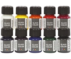 „Creativ Company“ – stiklo dažai – skaidrūs 10 x 30 ml (31680)